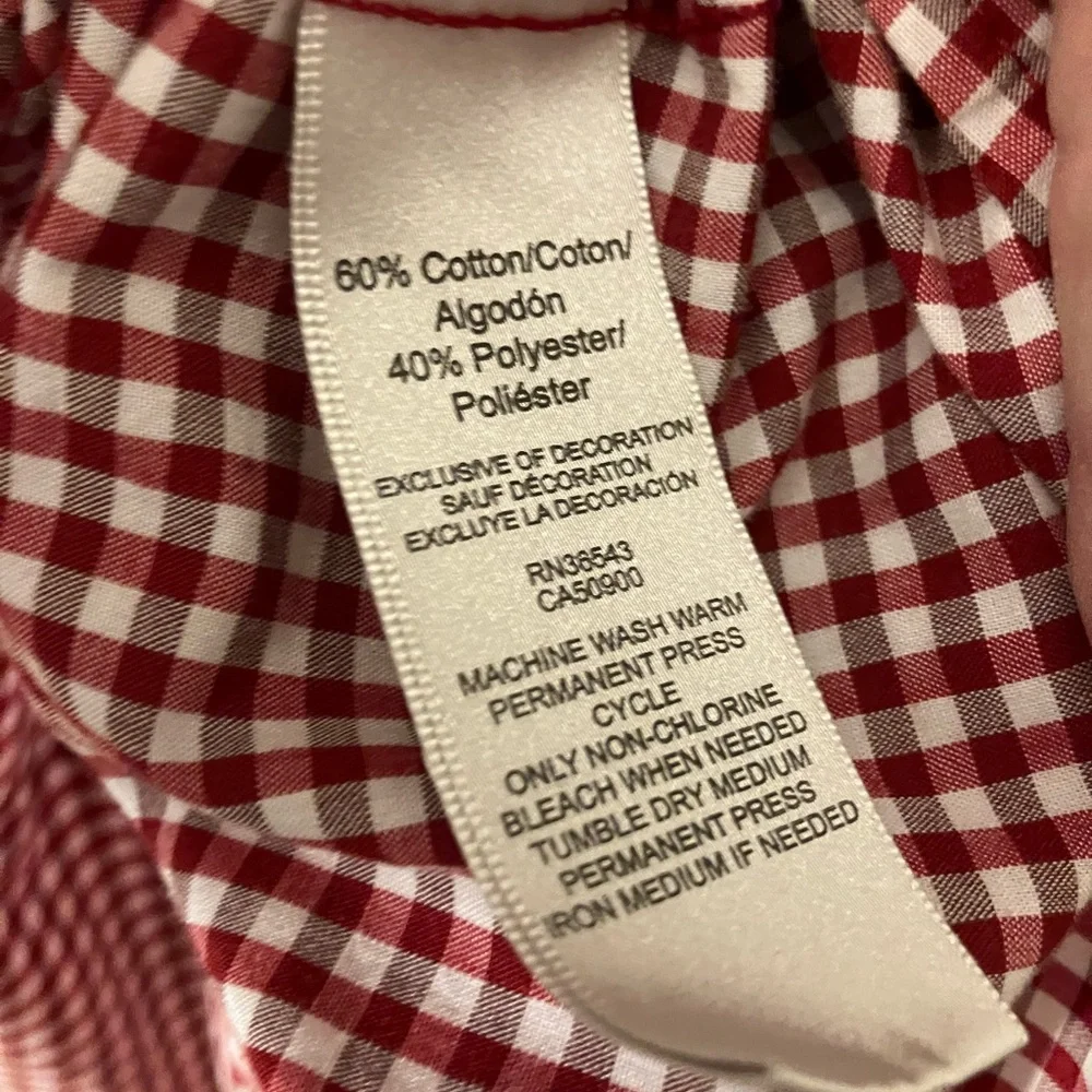4/$20 Van Heusen Red and White Checked Button-Down Shirt - Picture 5 of 6